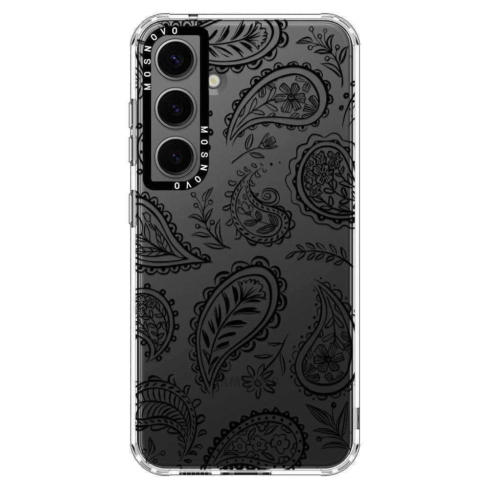 Black Paisley Phone Case - Samsung Galaxy S24 Plus Case - MOSNOVO