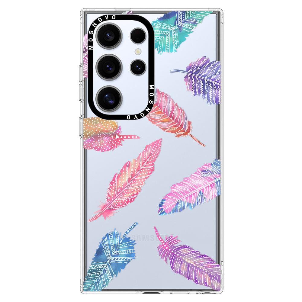 Boho Feather Phone Case - Samsung Galaxy S24 Ultra Case - MOSNOVO