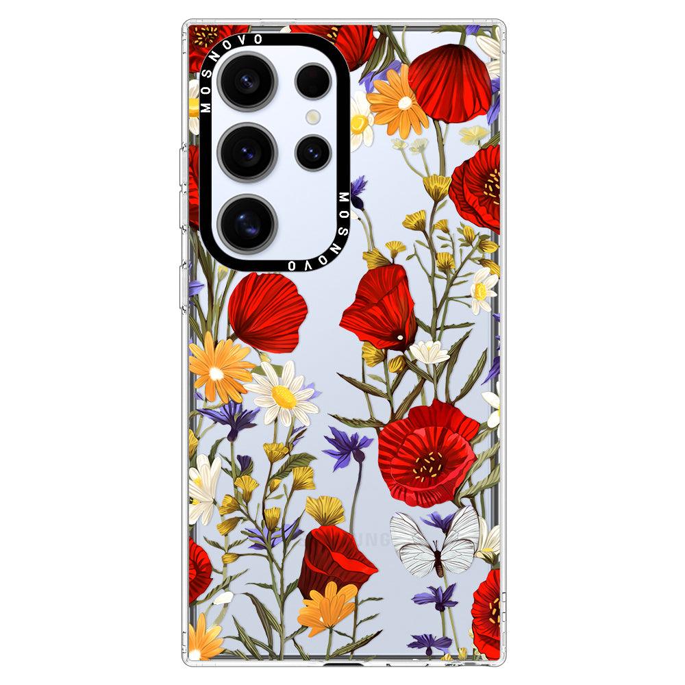 Poppy Floral Phone Case - Samsung Galaxy S24 Ultra Case - MOSNOVO