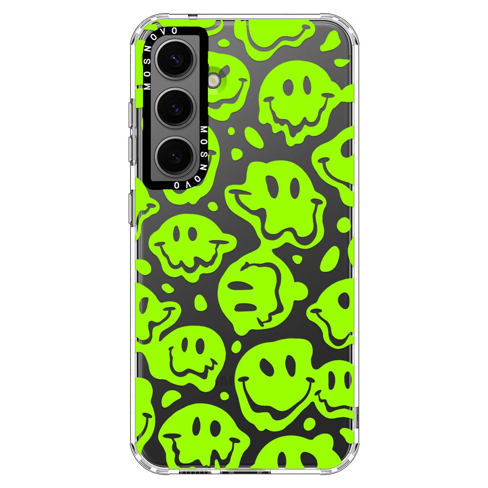 Distorted Green Smiles Face Phone Case - Samsung Galaxy S24 Plus Case - MOSNOVO