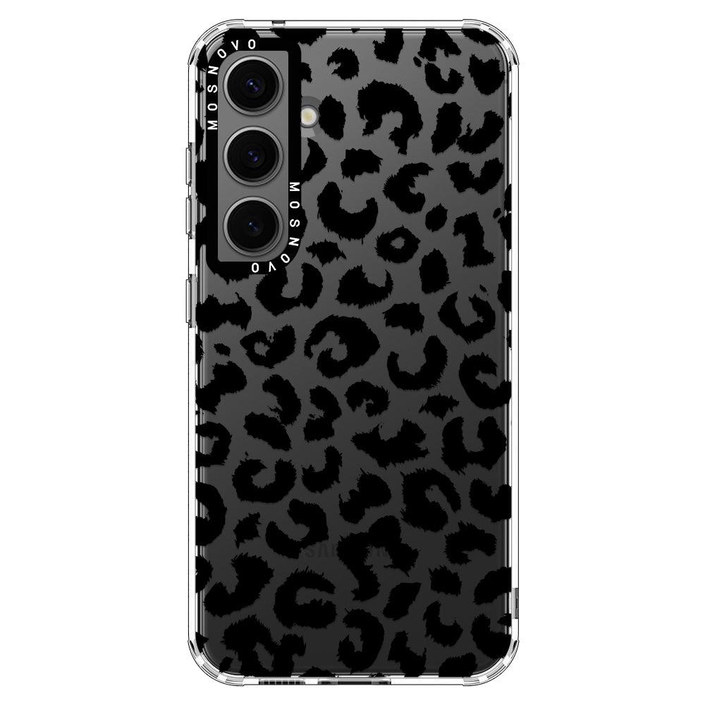 Black Leopard Print Phone Case - Samsung Galaxy S24 Plus Case - MOSNOVO