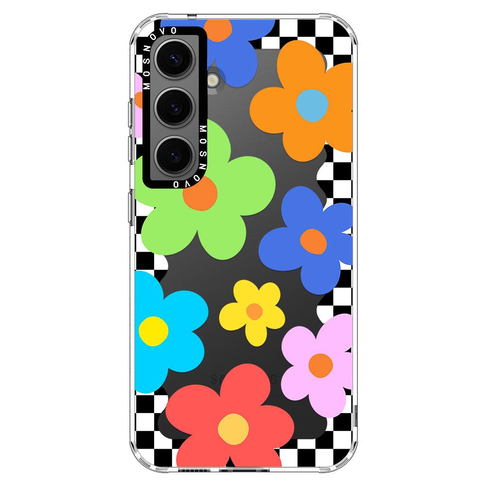 60's Checkered Floral Phone Case - Samsung Galaxy S24 Case