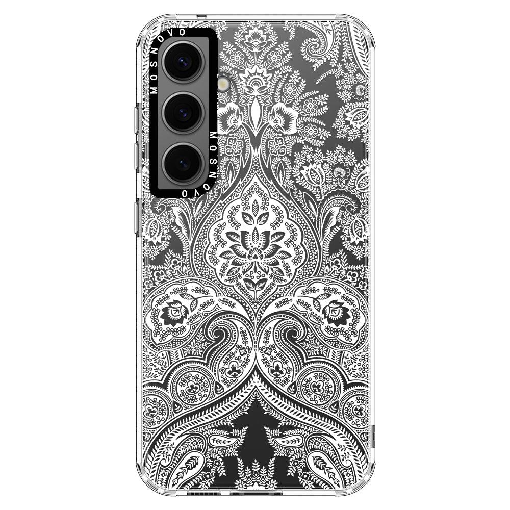 White Damask Phone Case - Samsung Galaxy S24 Plus Case - MOSNOVO