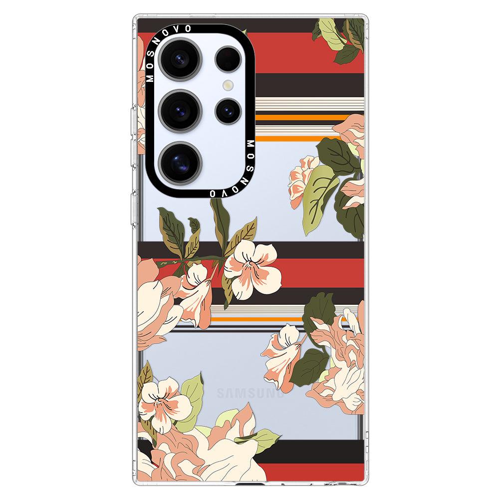 Classic Stripes Floral Phone Case - Samsung Galaxy S24 Ultra Case - MOSNOVO