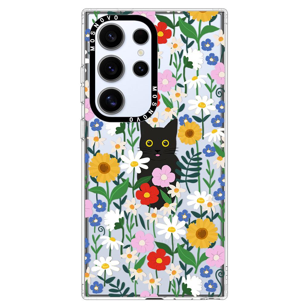 Black Cat in Garden Phone Case - Samsung Galaxy S24 Ultra Case - MOSNOVO