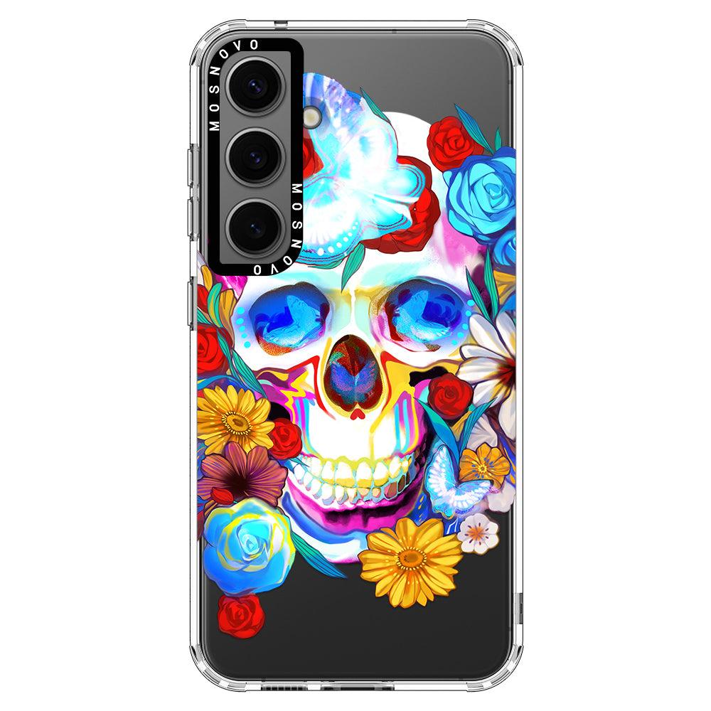 Sugar Flower Skull Phone Case - Samsung Galaxy S24 Case - MOSNOVO