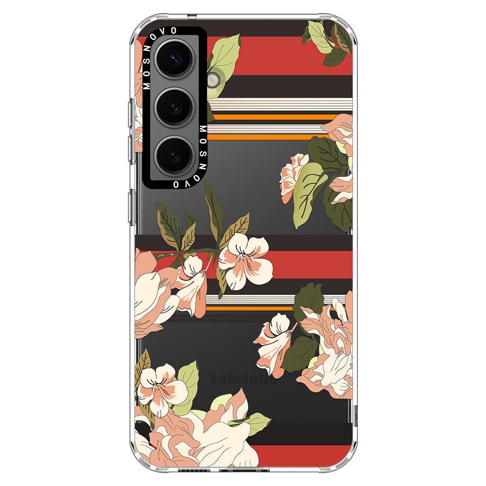 Classic Stripes Floral Phone Case - Samsung Galaxy S24 Case - MOSNOVO