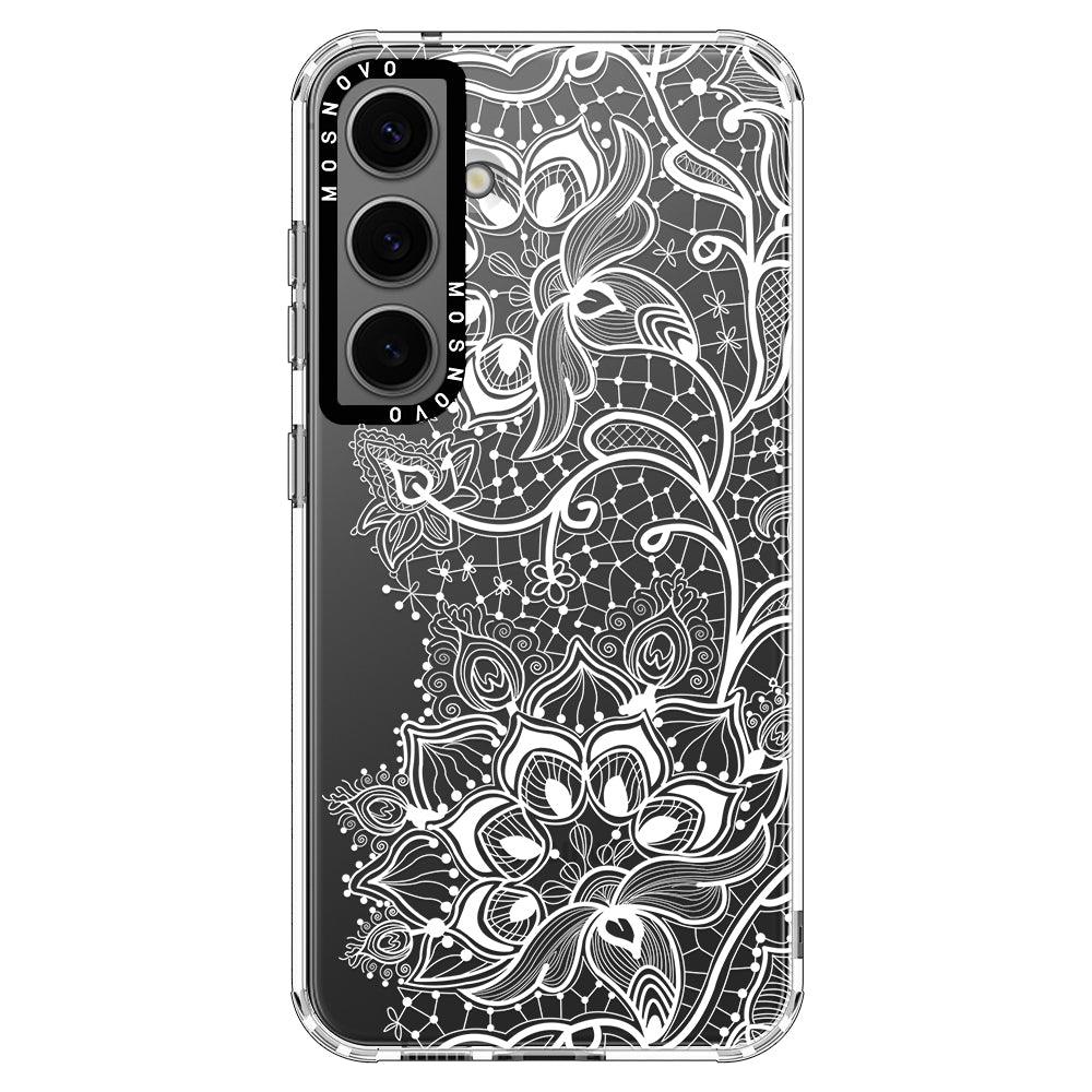 White Lotus Henna Phone Case - Samsung Galaxy S24 Plus Case - MOSNOVO