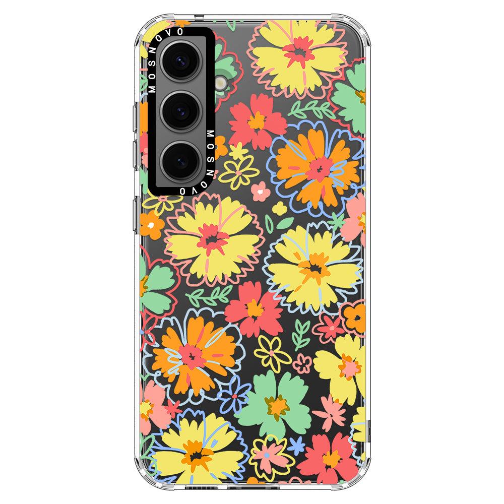 Retro Boho Hippie Flowers Phone Case - Samsung Galaxy S24 Plus Case - MOSNOVO