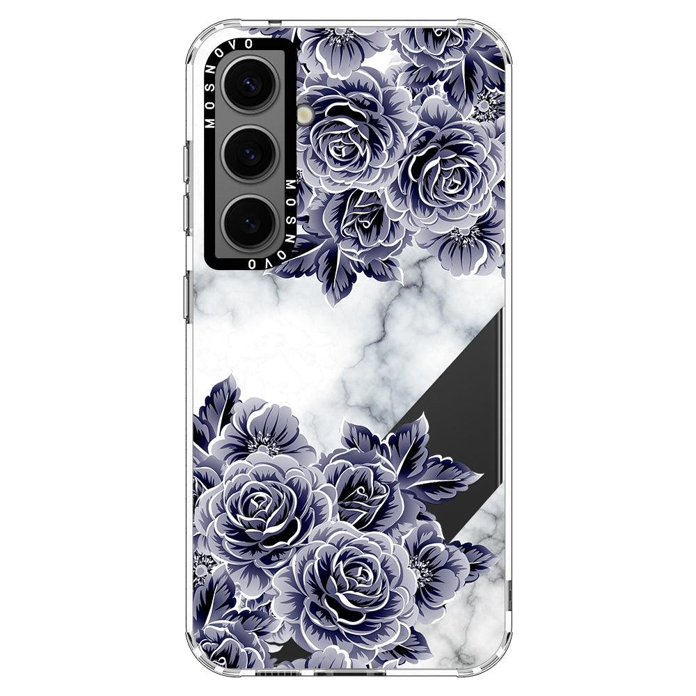 Purple Flower Marble Phone Case - Samsung Galaxy S24 Case - MOSNOVO