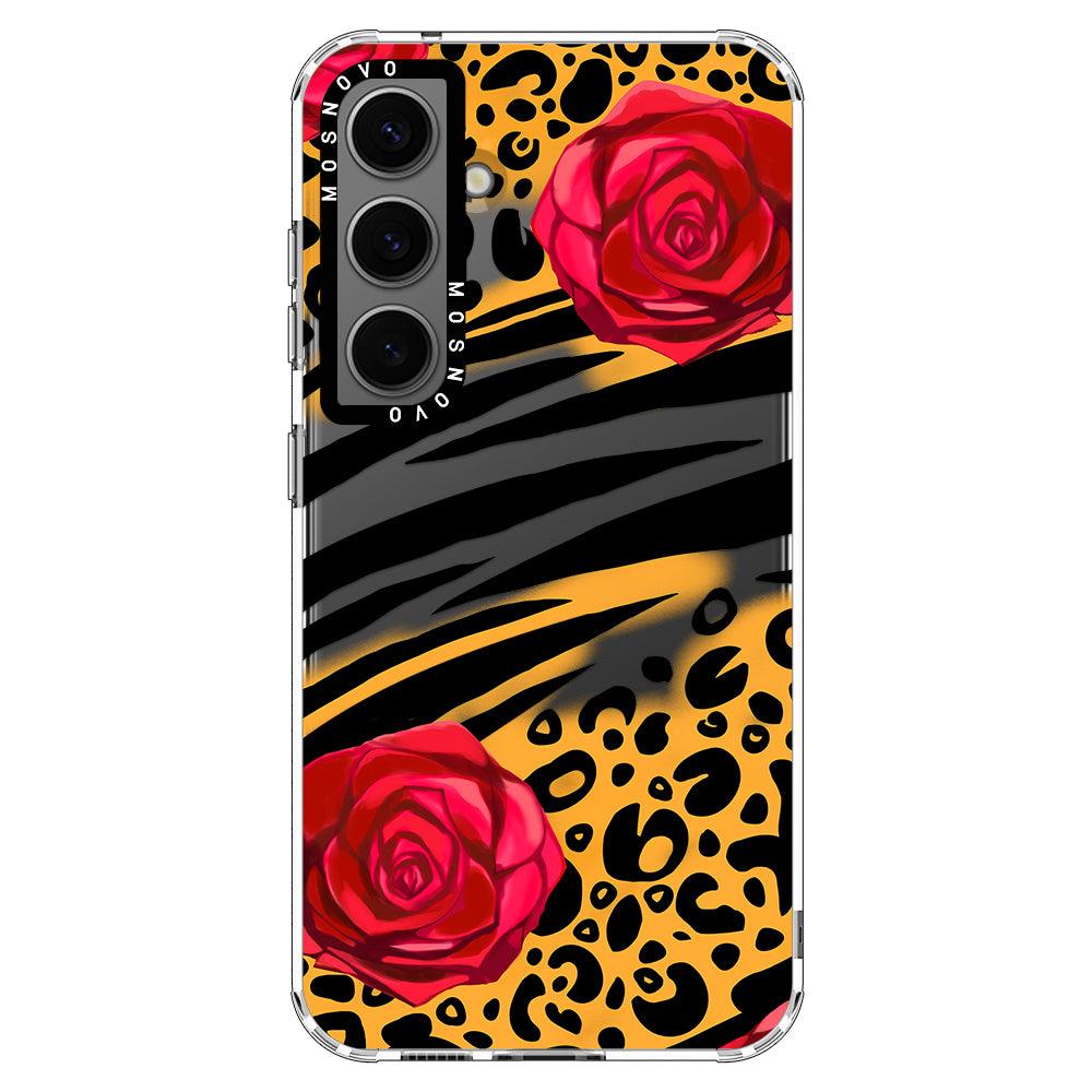 Wild Floral Leopard Phone Case - Samsung Galaxy S24 Case - MOSNOVO