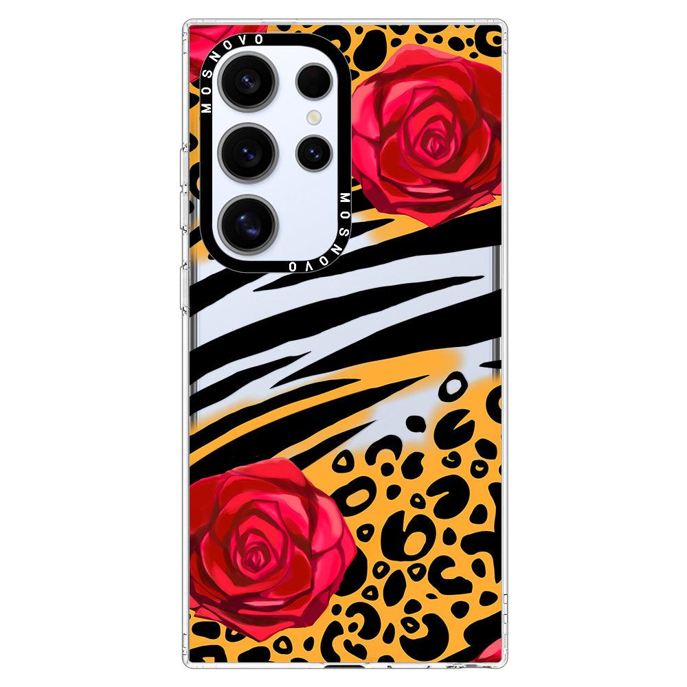 Wild Floral Leopard Phone Case - Samsung Galaxy S24 Ultra Case - MOSNOVO