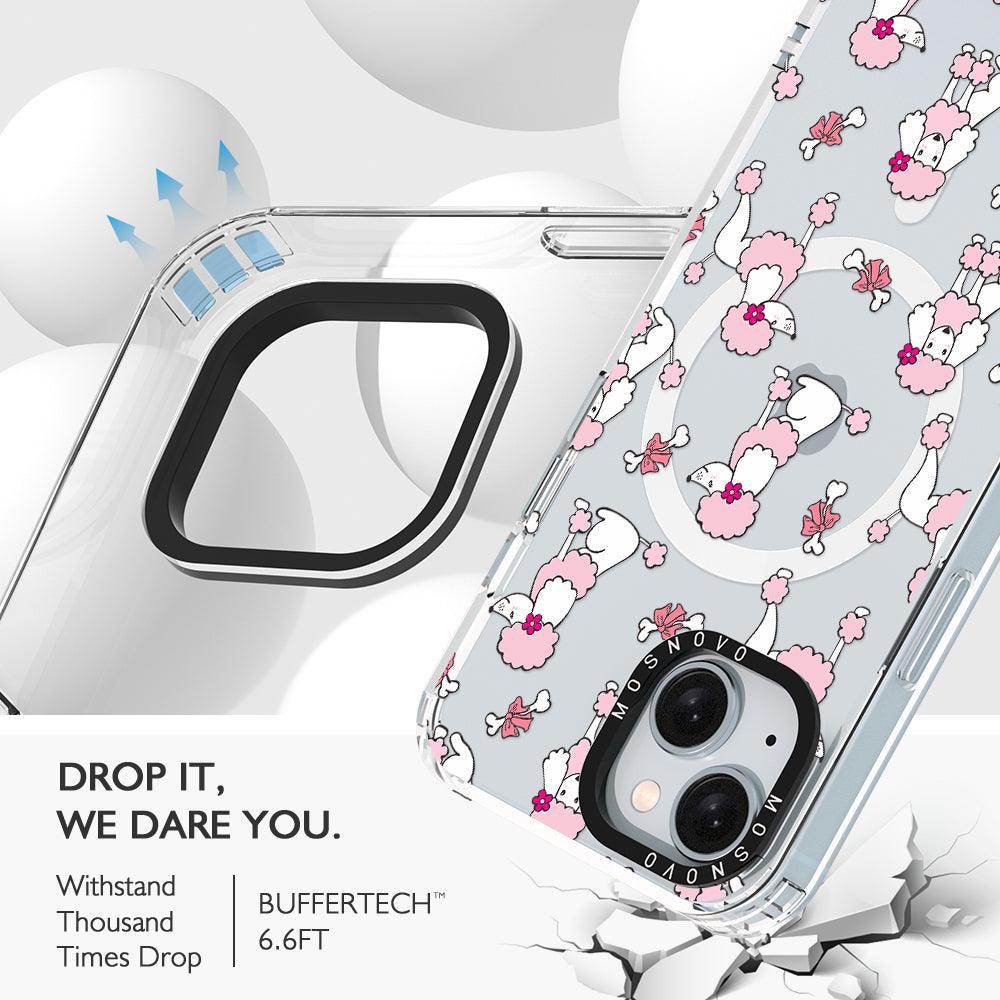 Pink Poodle Phone Case - iPhone 15 Case Clear With Magsafe