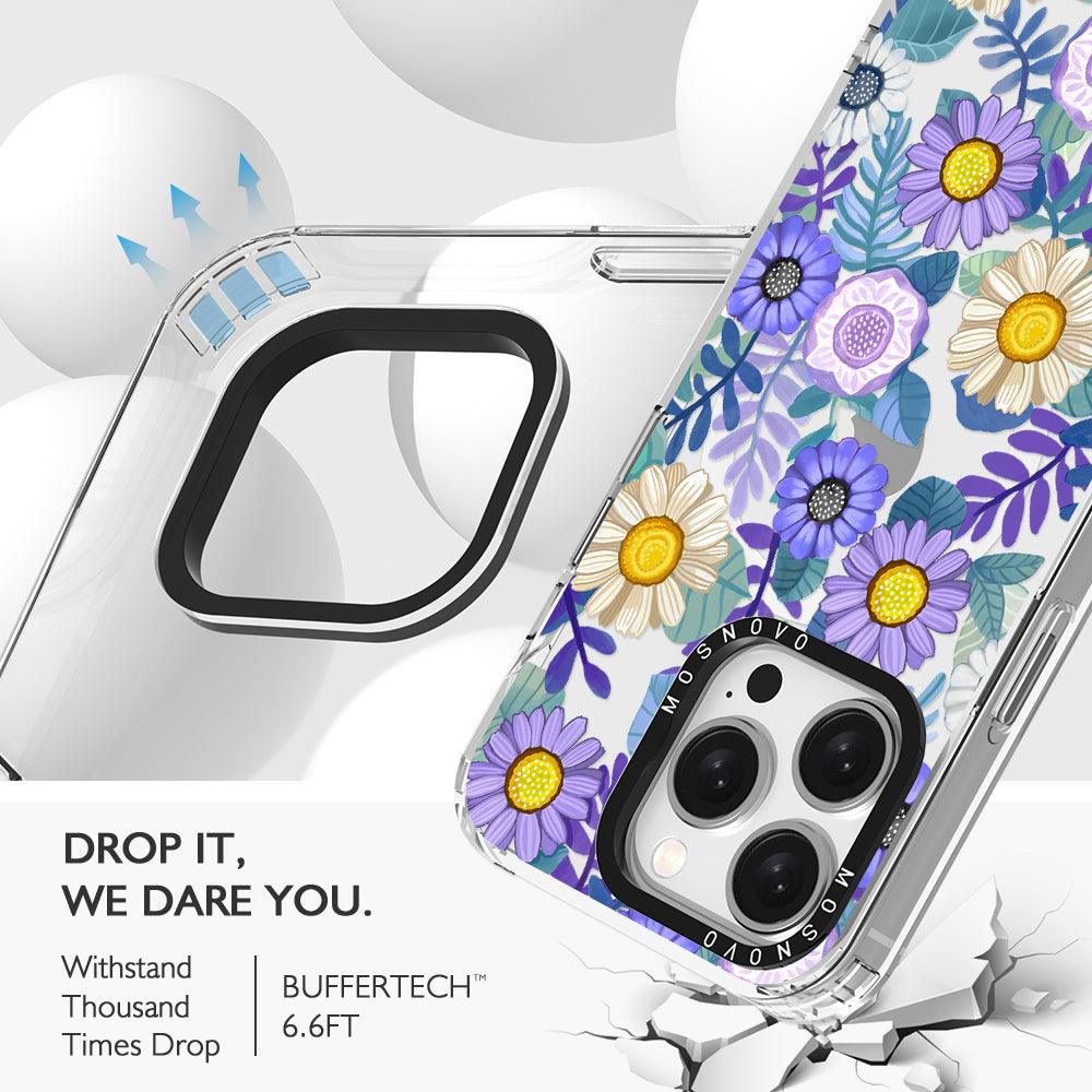 Purple Floral Phone Case - iPhone 15 Pro Case - MOSNOVO