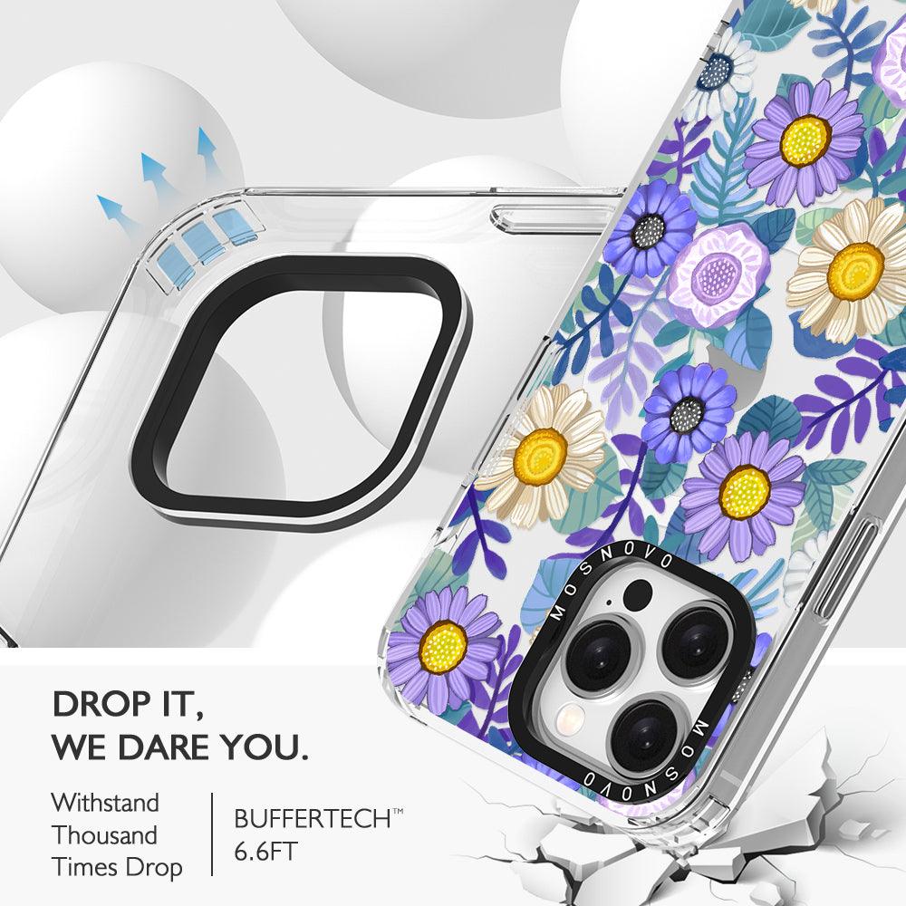 Purple Floral Phone Case - iPhone 15 Pro Max Case - MOSNOVO