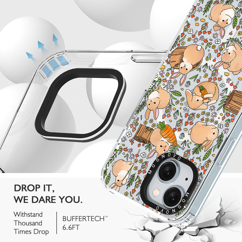 Bunny Garden Phone Case - iPhone 15 Case Clear With Magsafe