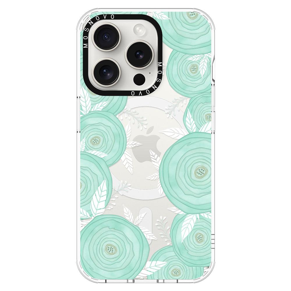 Mint Flower Phone Case - iPhone 15 Pro Case - MOSNOVO