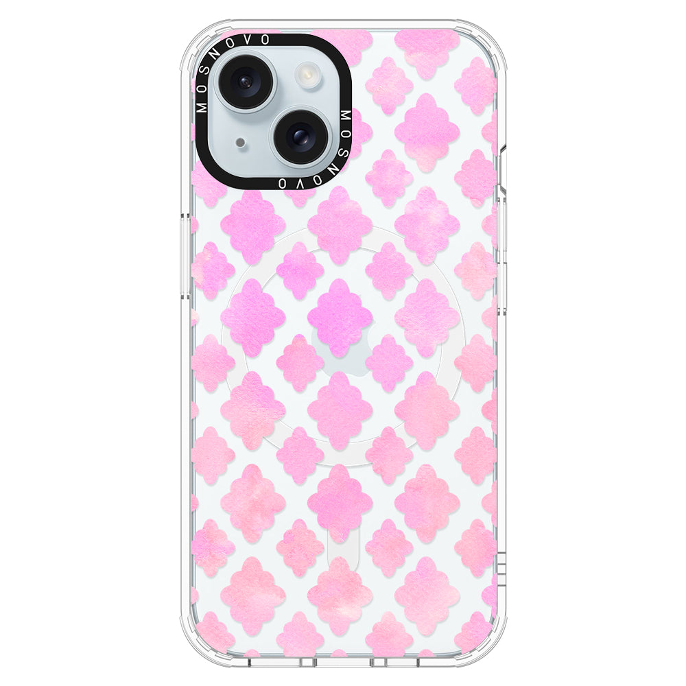 Pink Flower Diamond Phone Case - iPhone 15 Plus Case - MOSNOVO