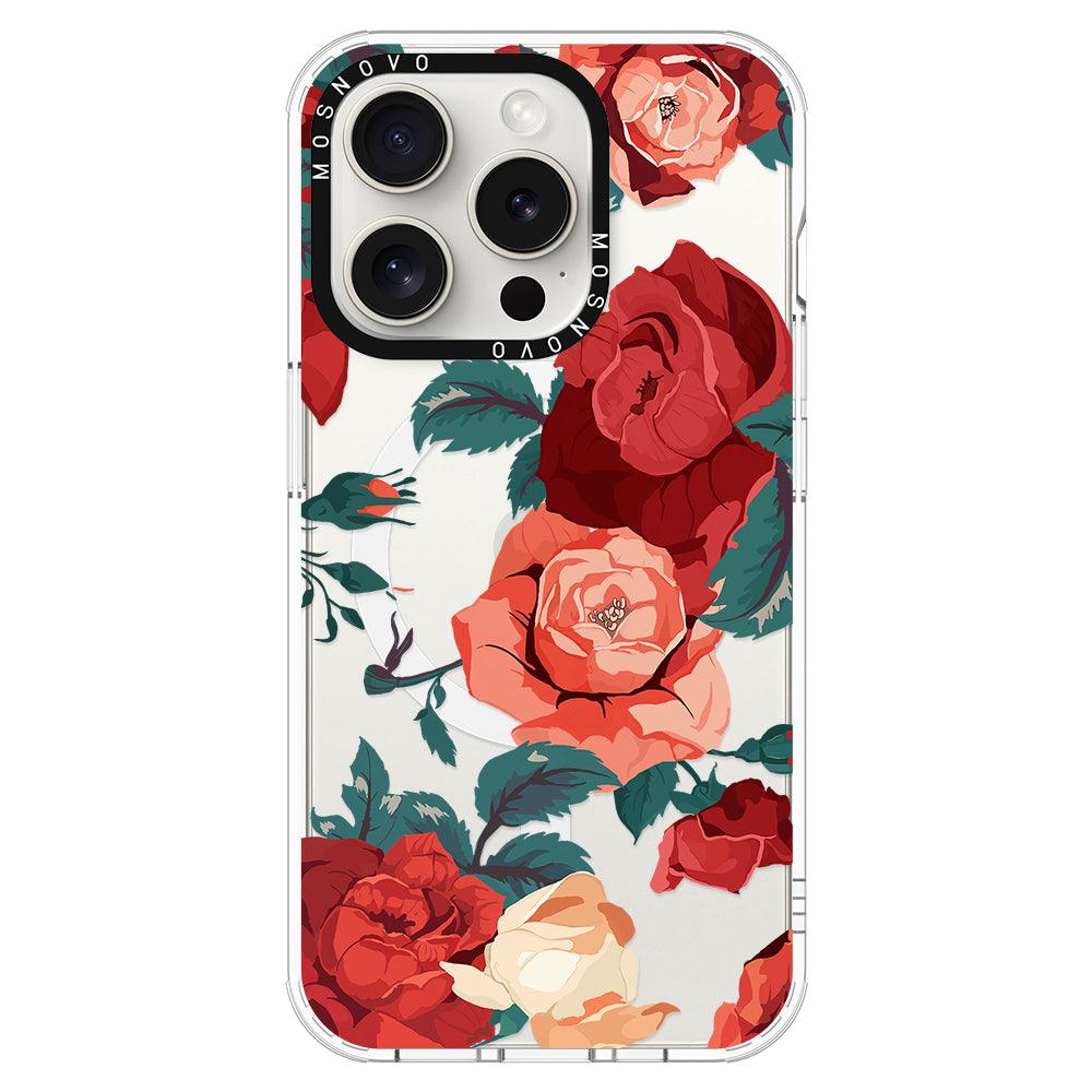 Vintage Red Rose Phone Case - iPhone 15 Pro Case - MOSNOVO