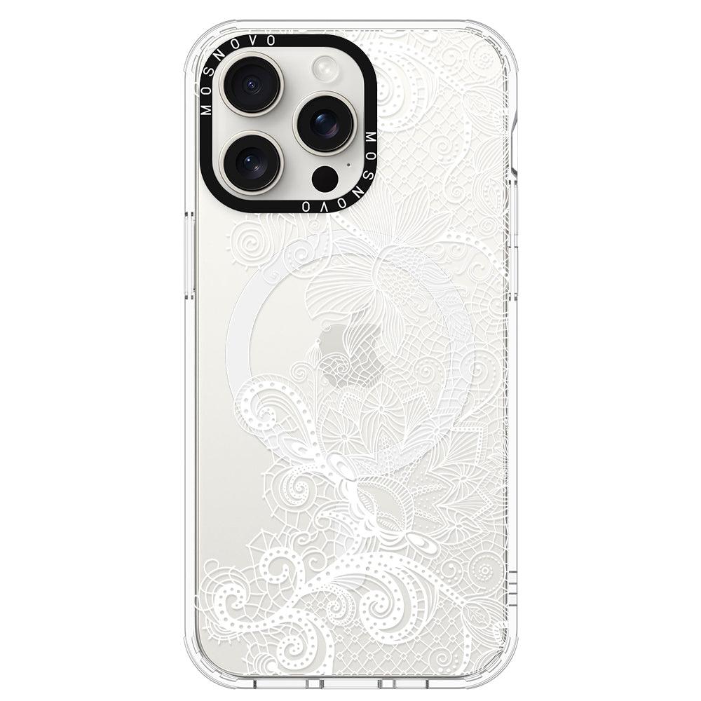 Lacy White Flower Phone Case - iPhone 15 Pro Max Case - MOSNOVO