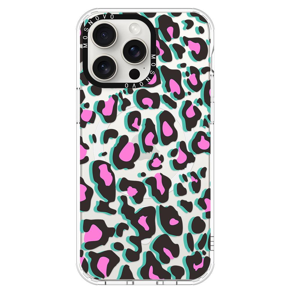 Hot Pink Leopard Print Phone Case - iPhone 15 Pro Max Case - MOSNOVO