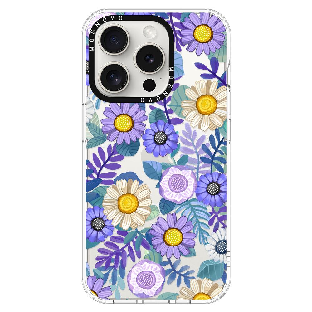 Purple Floral Phone Case - iPhone 15 Pro Case - MOSNOVO