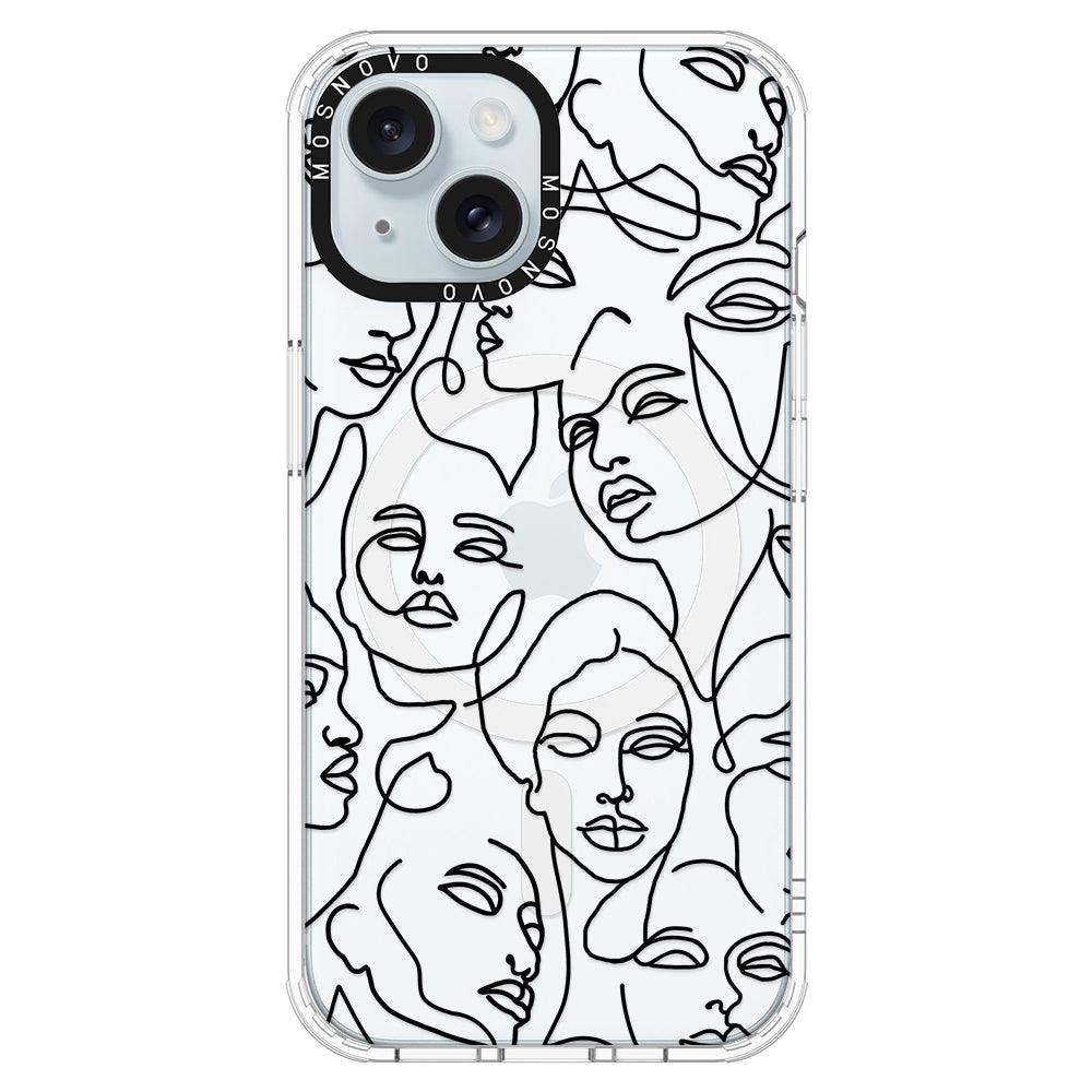 Abstract Face Line Art Phone Case - iPhone 15 Plus Case - MOSNOVO