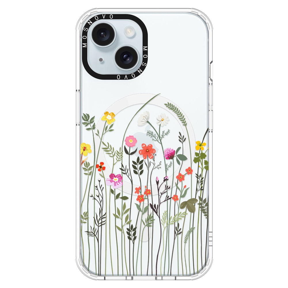 Spring Wildflower Phone Case - iPhone 15 Case Clear With Magsafe