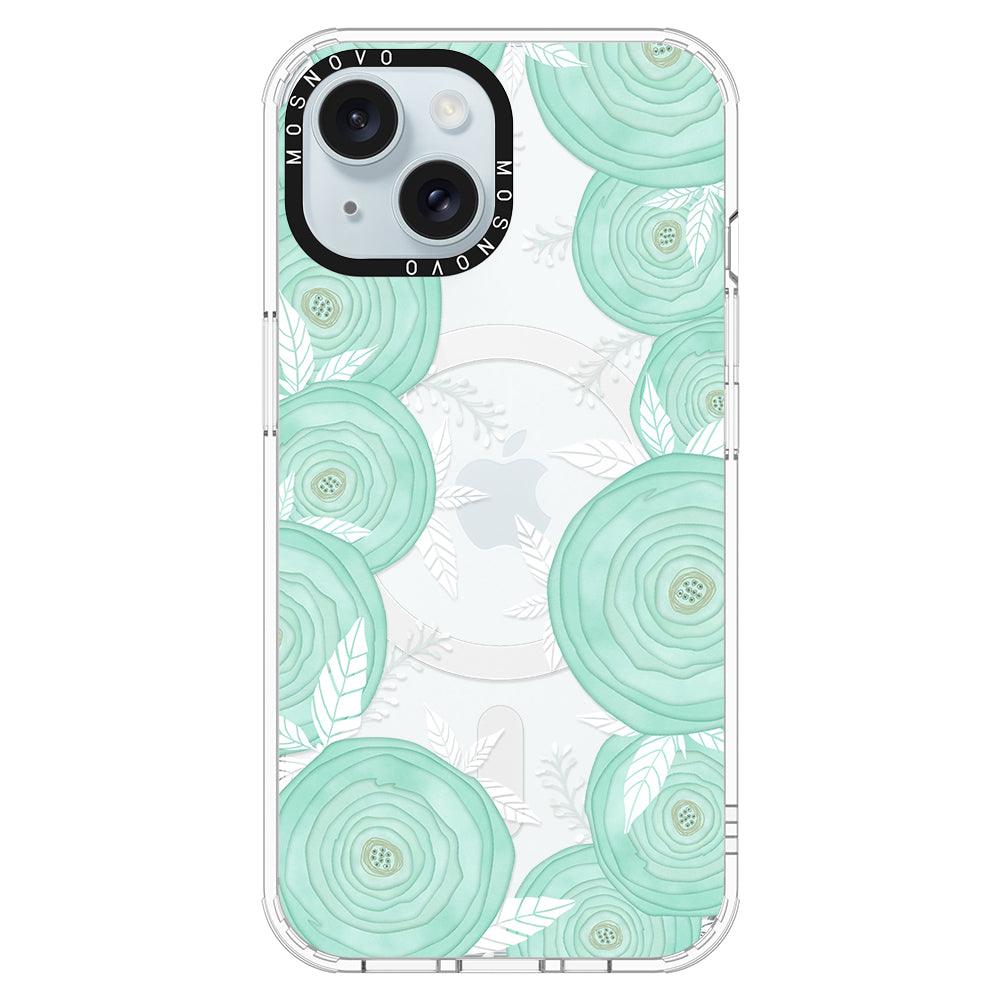 Mint Flower Phone Case - iPhone 15 Case - MOSNOVO