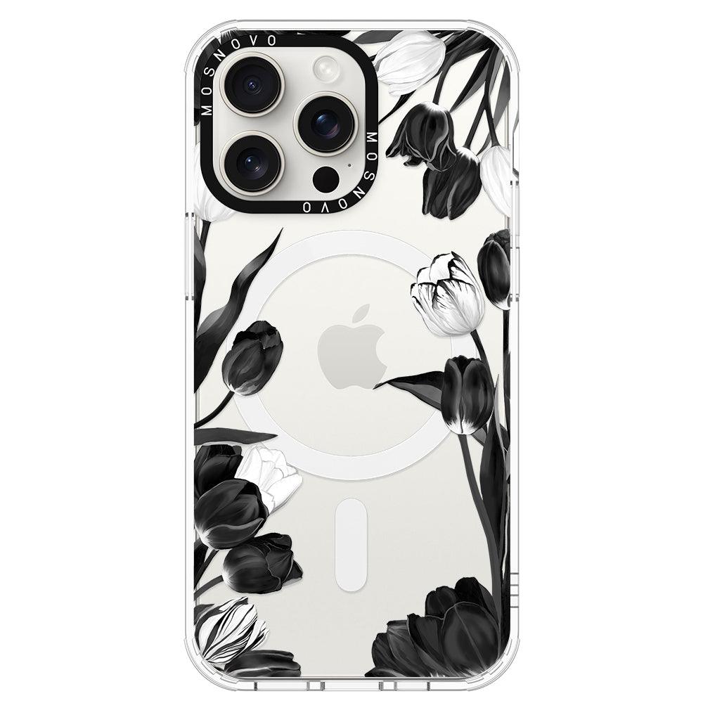 Black Tulips Phone Case - iPhone 15 Pro Max Case - MOSNOVO