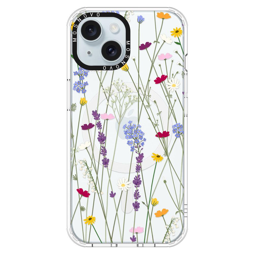 Floral Garden Lavender Daisy Flower Phone Case - iPhone 15 Plus Case - MOSNOVO