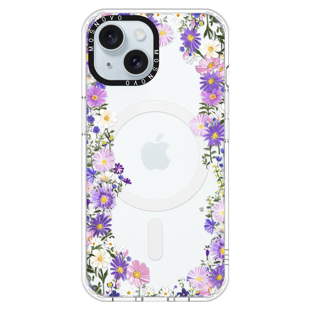 Purple Daisy Garden Phone Case - iPhone 15 Plus Case - MOSNOVO