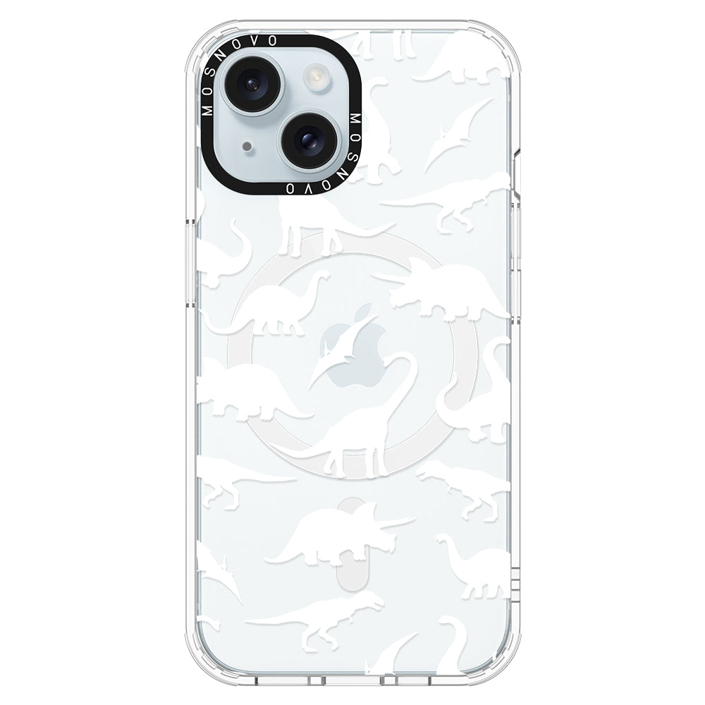 White Dinosaur Phone Case - iPhone 15 Plus Case - MOSNOVO