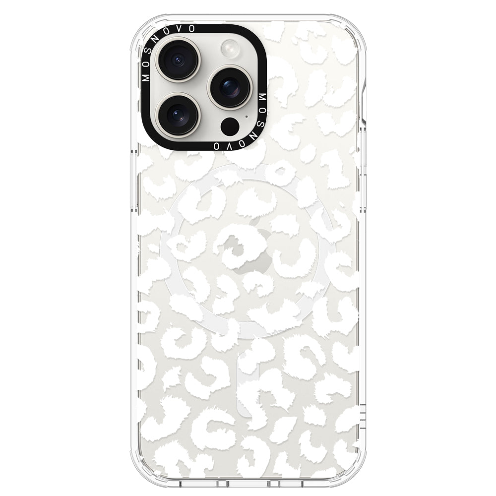 White Leopard Phone Case - iPhone 15 Pro Max Case - MOSNOVO