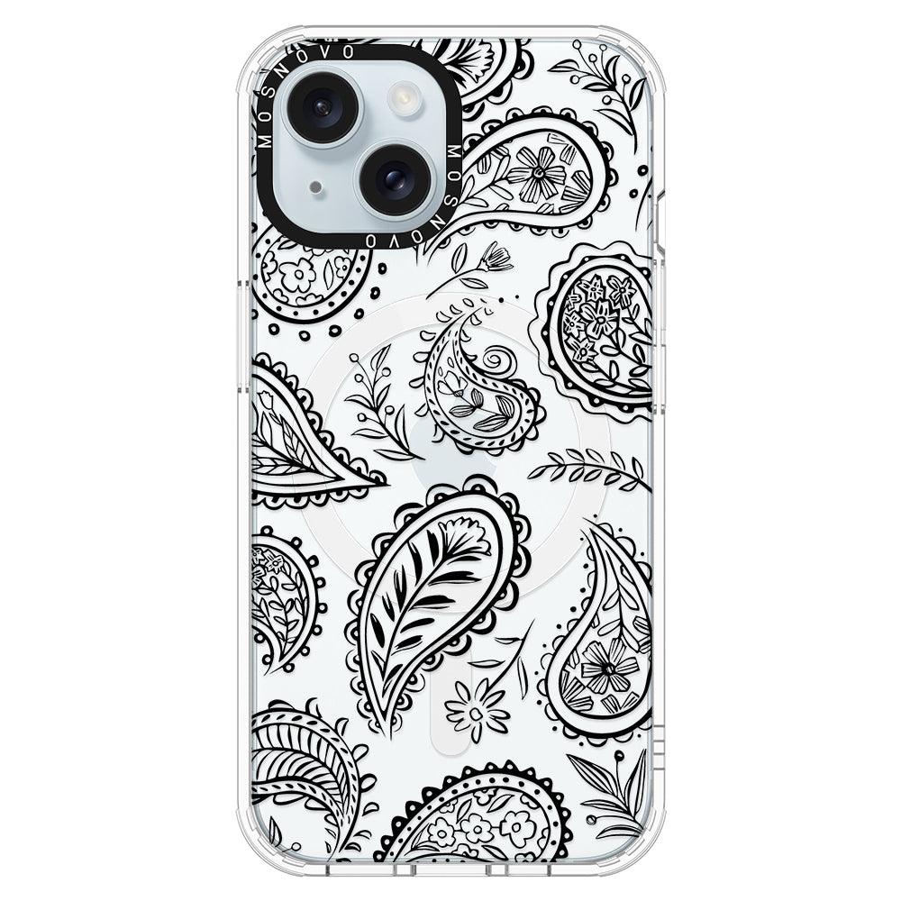 Black Paisley Phone Case - iPhone 15 Case - MOSNOVO