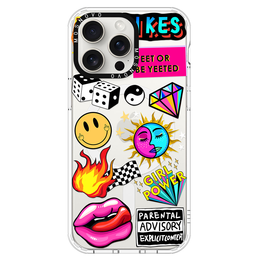 Funky Stickers Phone Case - iPhone 15 Pro Max Case - MOSNOVO