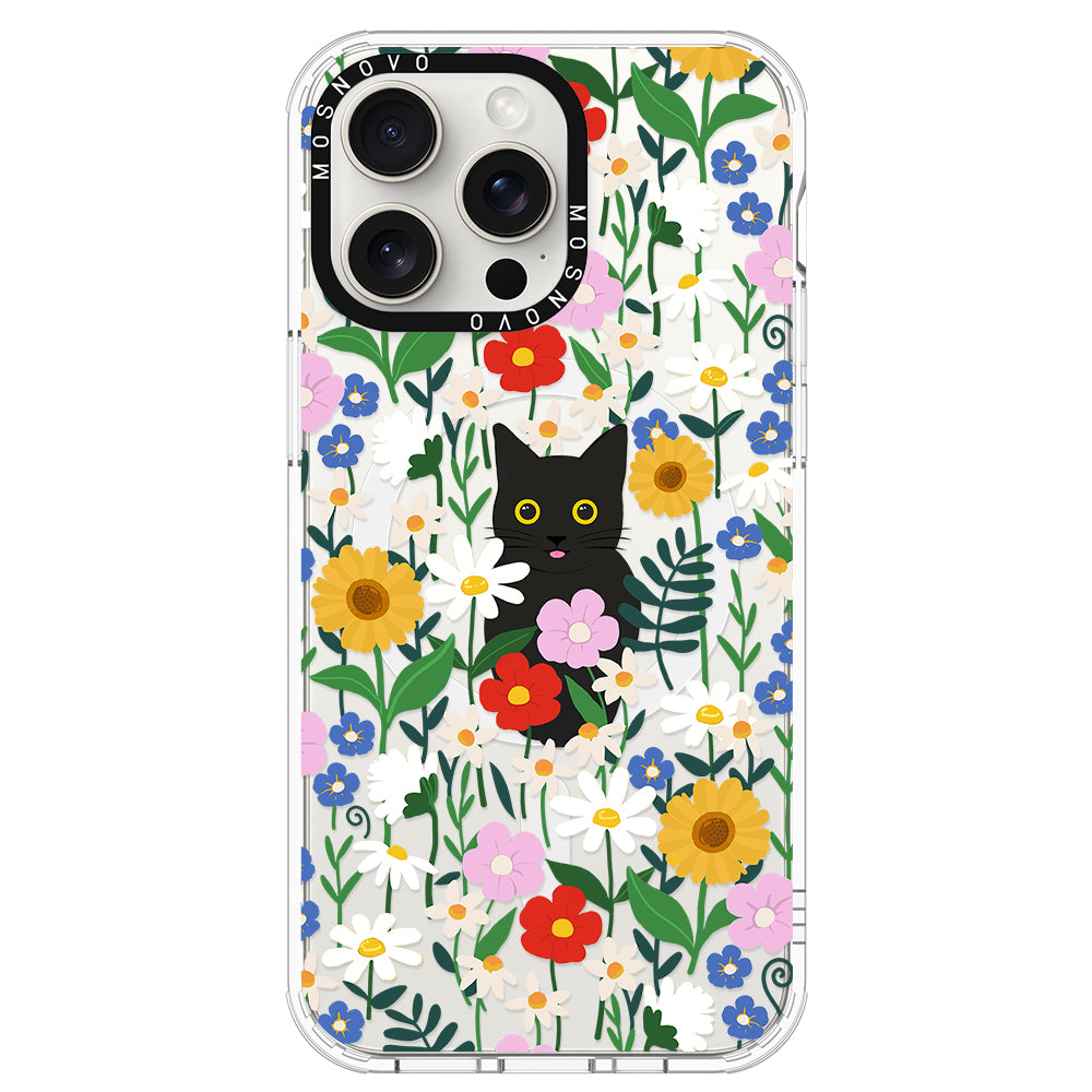 Black Cat in Garden Phone Case - iPhone 15 Pro Max Case - MOSNOVO