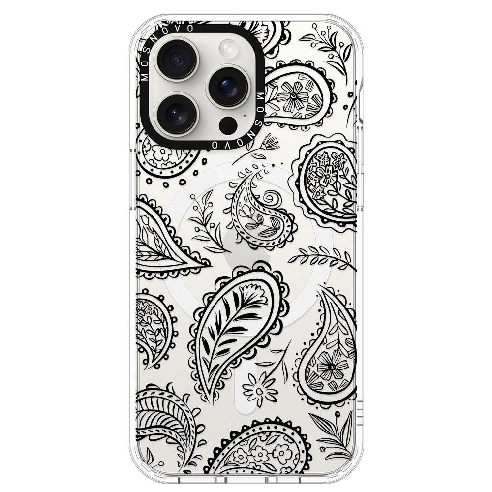 Black Paisley Phone Case - iPhone 15 Pro Max Case - MOSNOVO