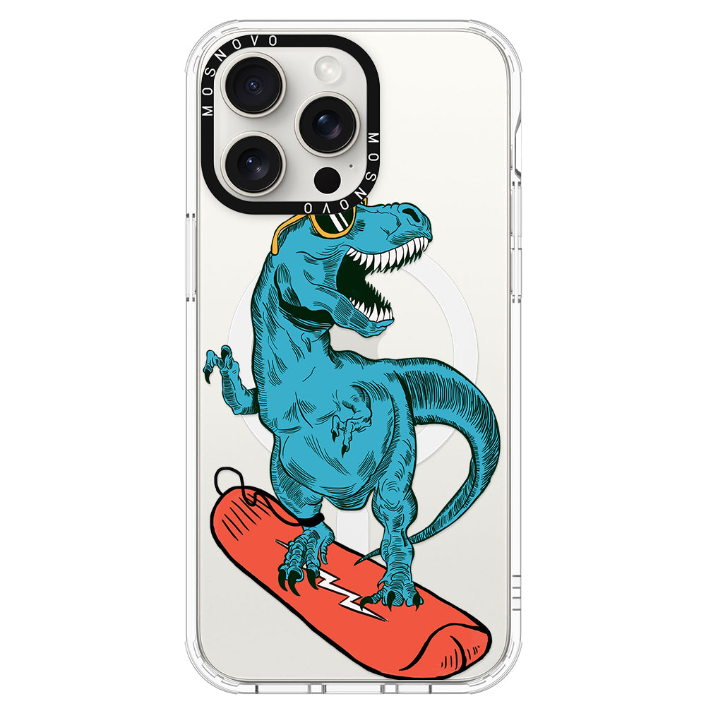 Surfing Dinosaur Phone Case - iPhone 15 Pro Max Case - MOSNOVO