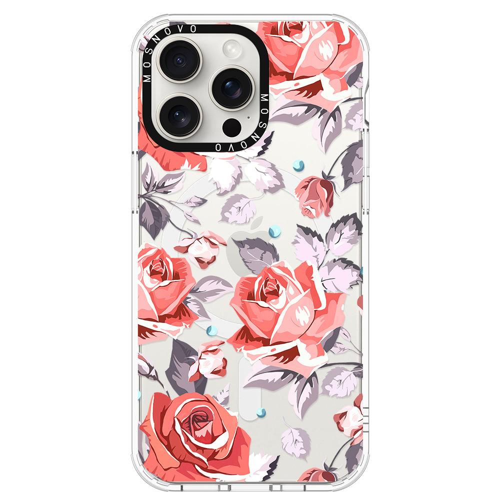 Retro Flower Roses Phone Case - iPhone 15 Pro Max Case - MOSNOVO