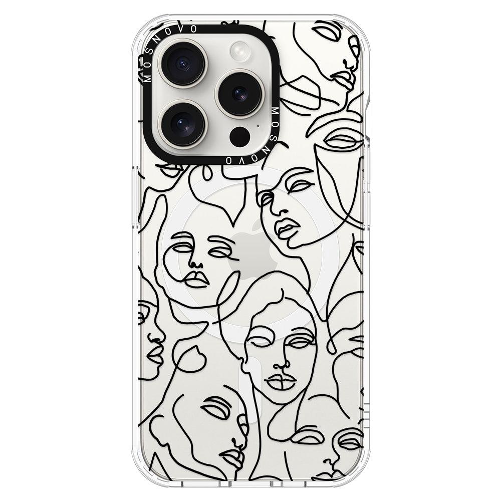 Abstract Face Line Art Phone Case - iPhone 15 Pro Case - MOSNOVO