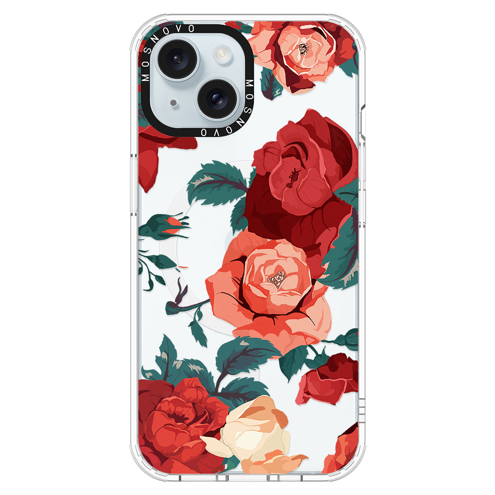 Vintage Red Rose Phone Case - iPhone 15 Case - MOSNOVO