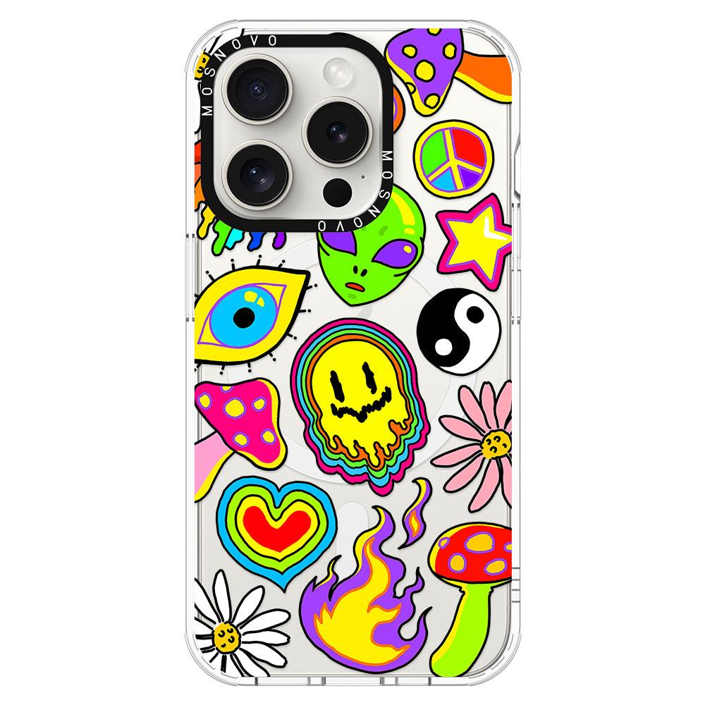 Hippie Rainbow Face Love Phone Case - iPhone 15 Pro Case - MOSNOVO