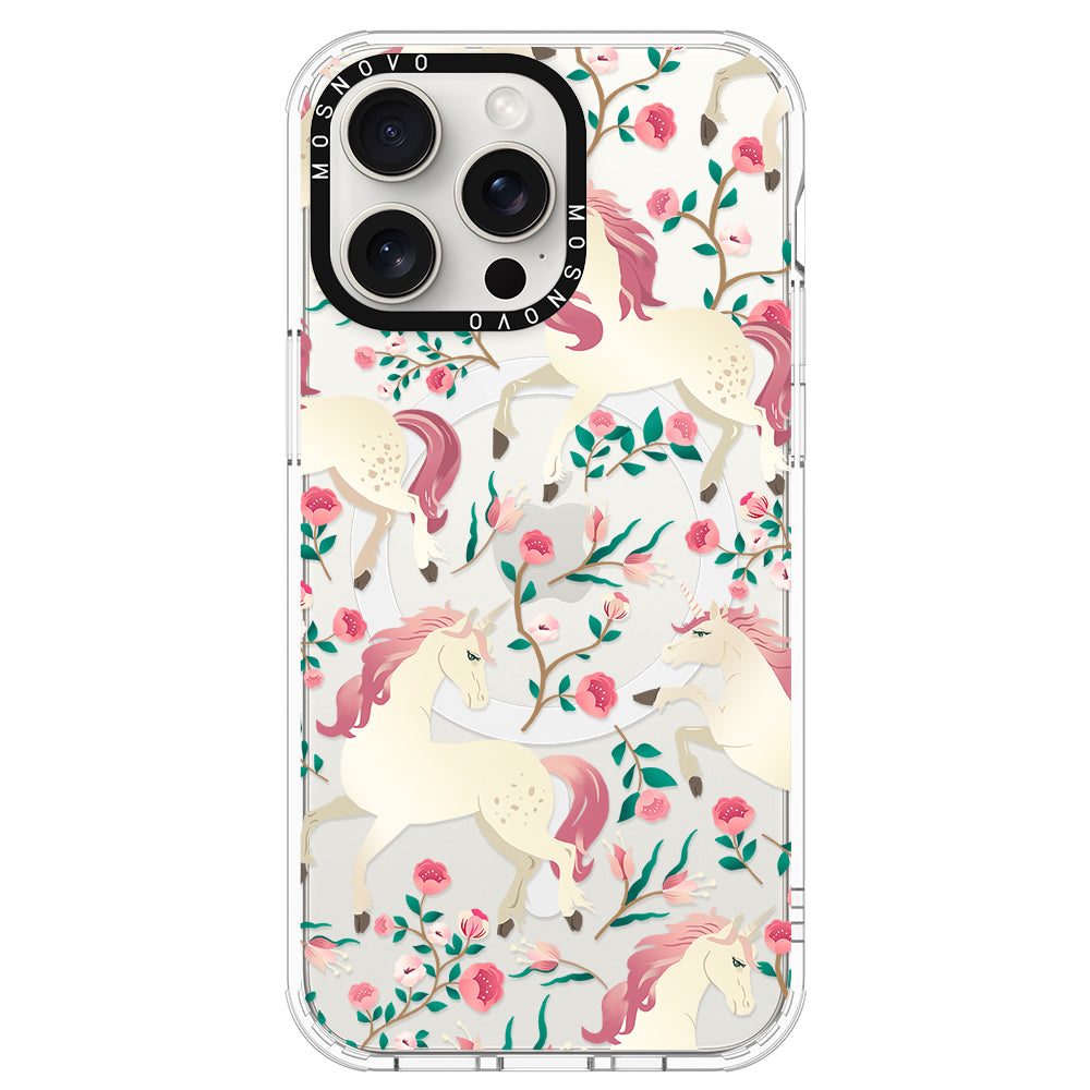 Unicorn with Floral Phone Case - iPhone 15 Pro Max Case - MOSNOVO