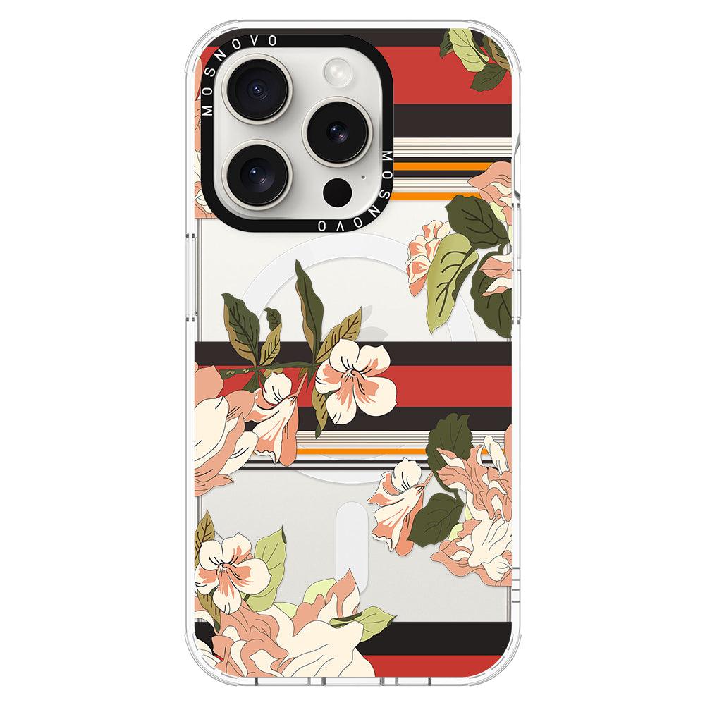 Classic Stripe Floral Phone Case - iPhone 15 Pro Case - MOSNOVO