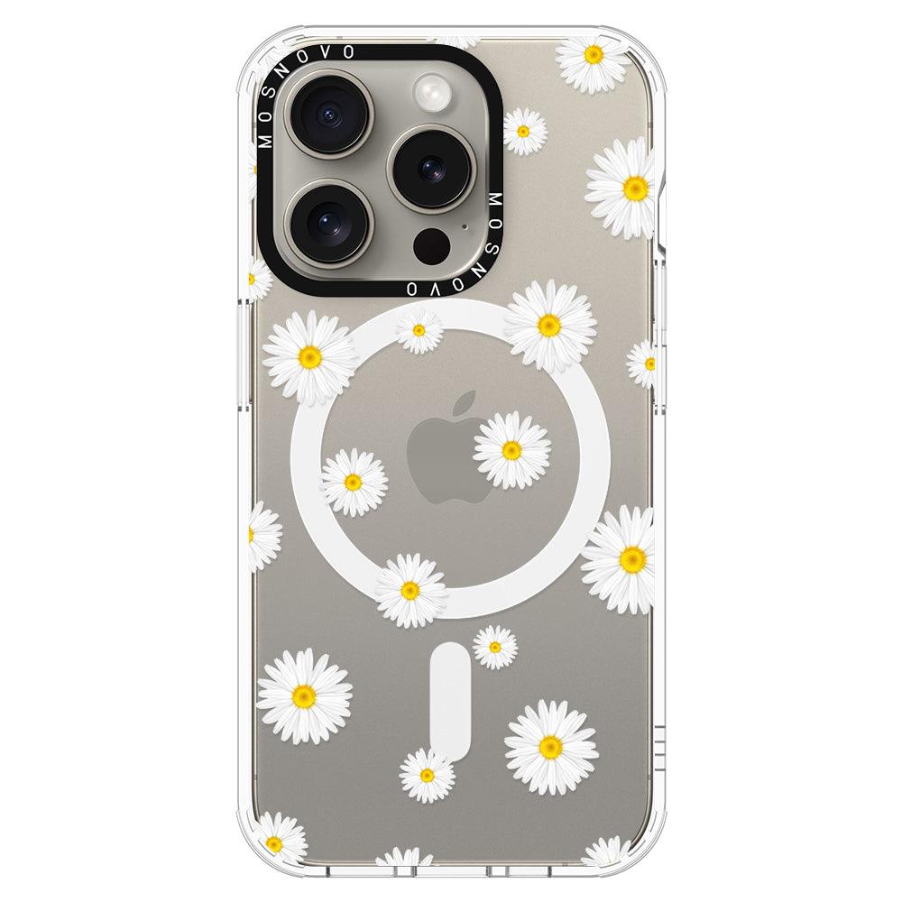 White Daisy Phone Case - iPhone 15 Pro Case - MOSNOVO