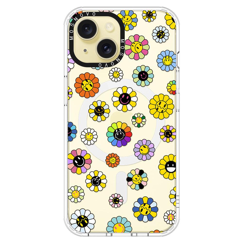 Flower Smiley Face Phone Case - iPhone 15 Case - MOSNOVO