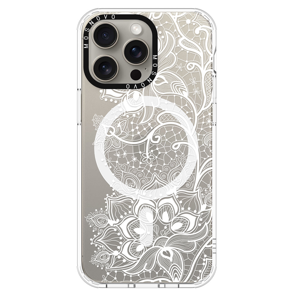 White Lotus Henna Phone Case - iPhone 15 Pro Max Case - MOSNOVO