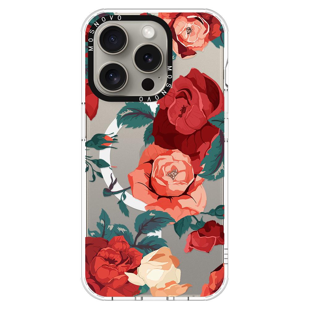 Vintage Red Rose Phone Case - iPhone 15 Pro Case - MOSNOVO