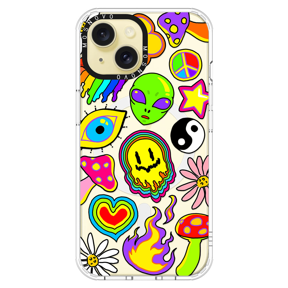 Hippie Rainbow Face Love Phone Case - iPhone 15 Plus Case - MOSNOVO